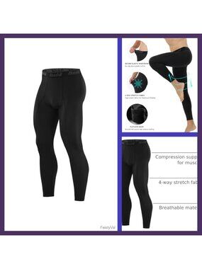 Men's Compression Pants Running Tights Workout Leggings Athletic Base Layer